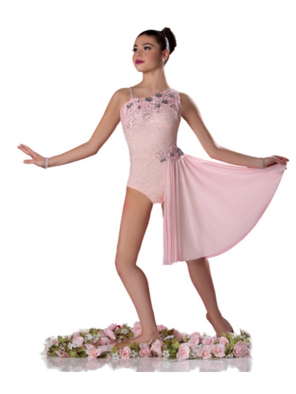 Glamour Costumes Pink Lyrical Leotard with Half Skirt